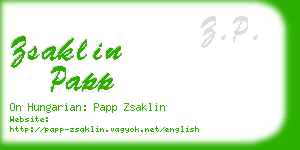zsaklin papp business card